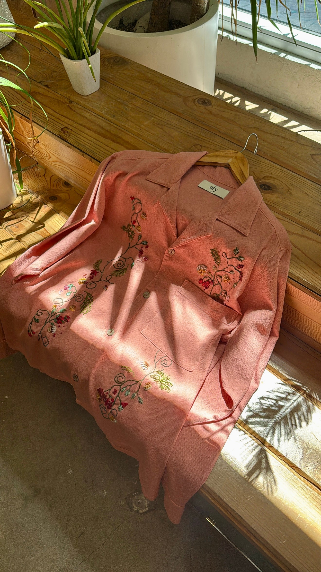 Crinkle L/S Shirt - Dusky Palma Full Body