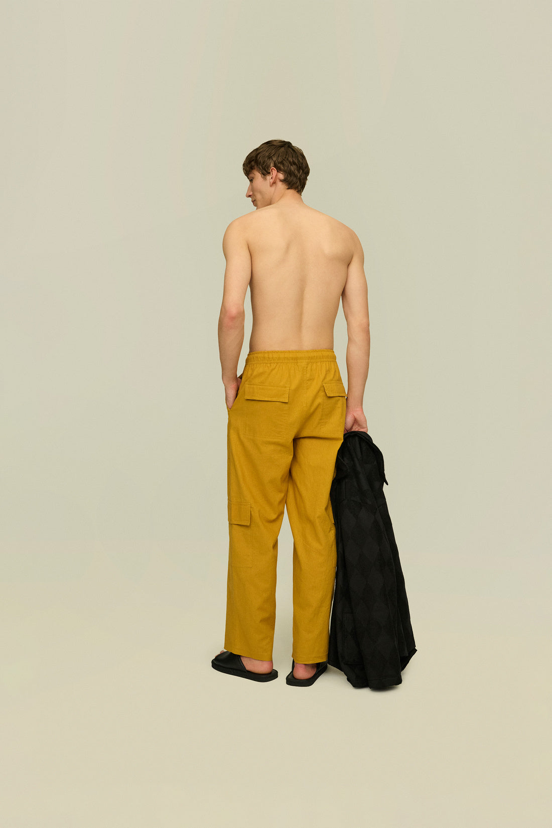 MUSTARD CARGO LINEN PANTS