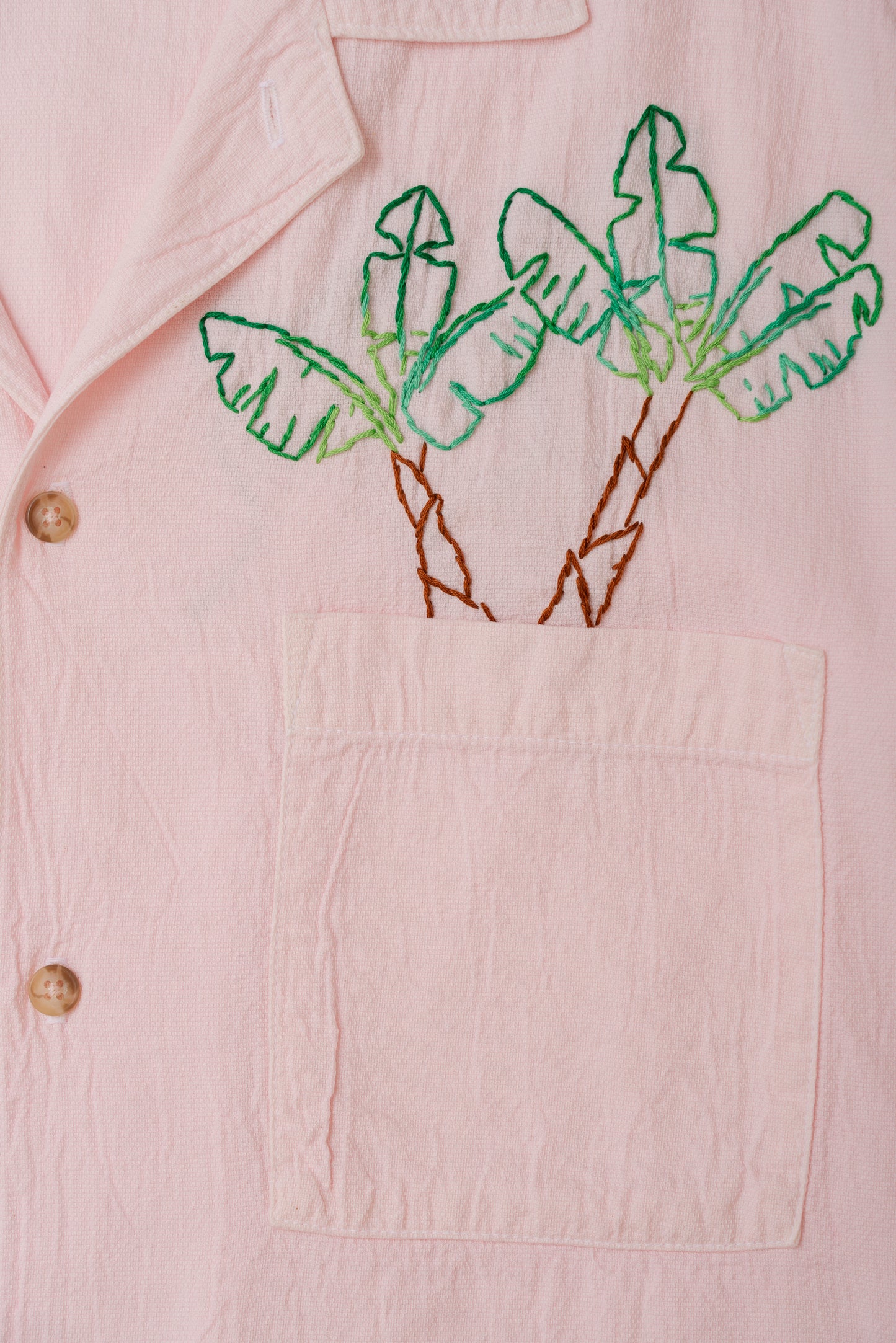 Crinkle L/S - Banana Palm Pocket