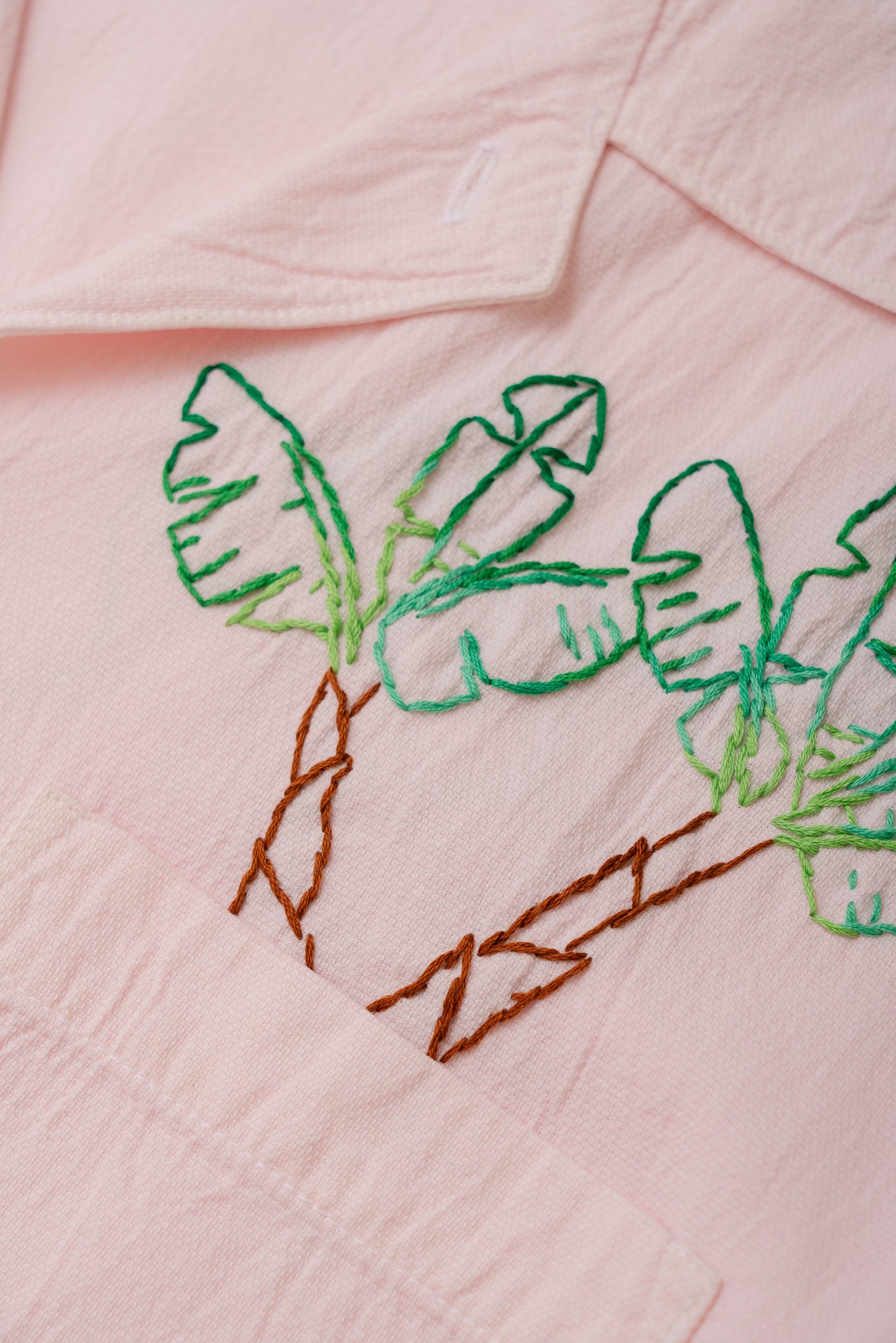 Crinkle L/S - Banana Palm Pocket