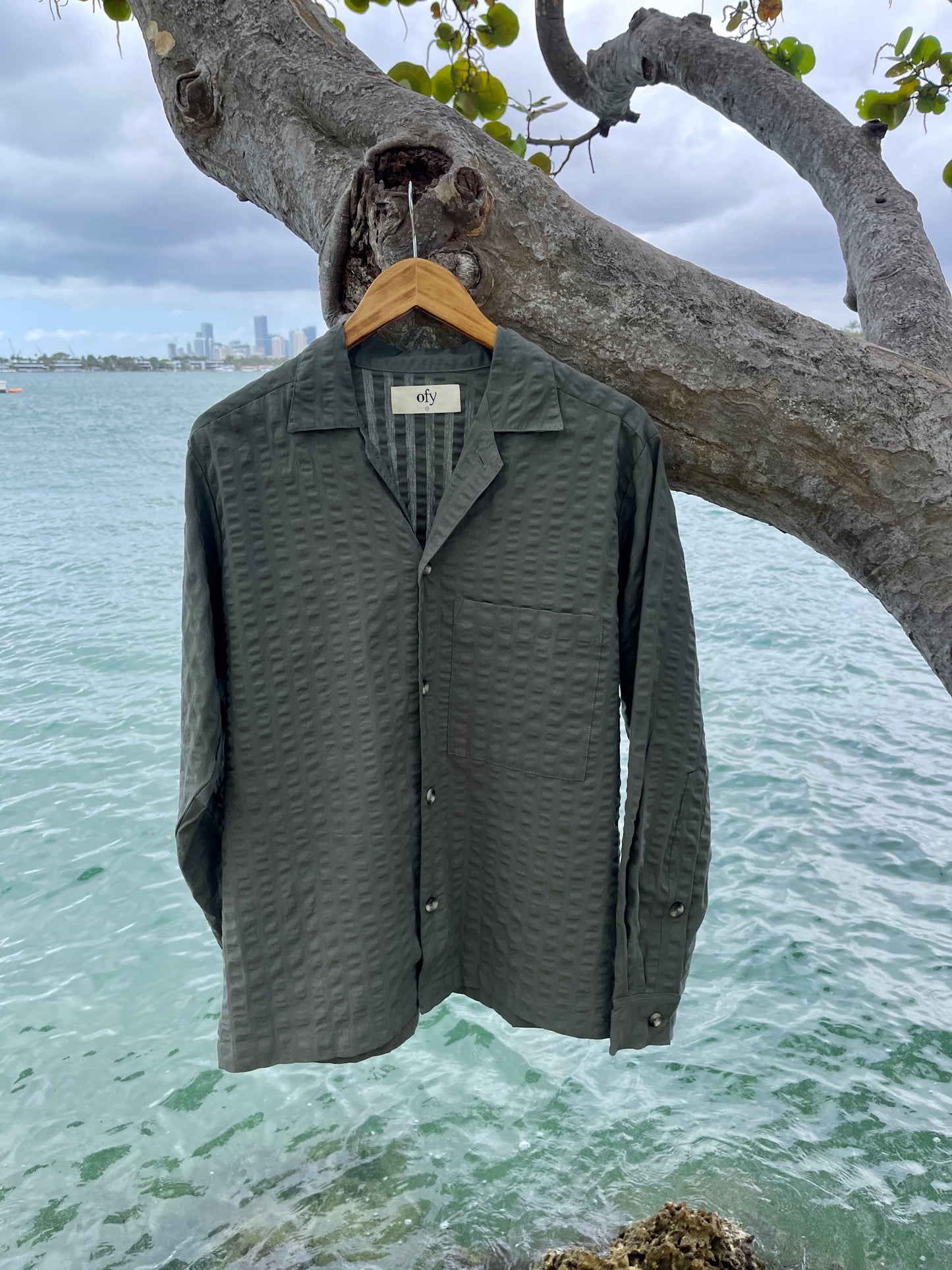 Coastal Sucker Overshirt - Night Palm