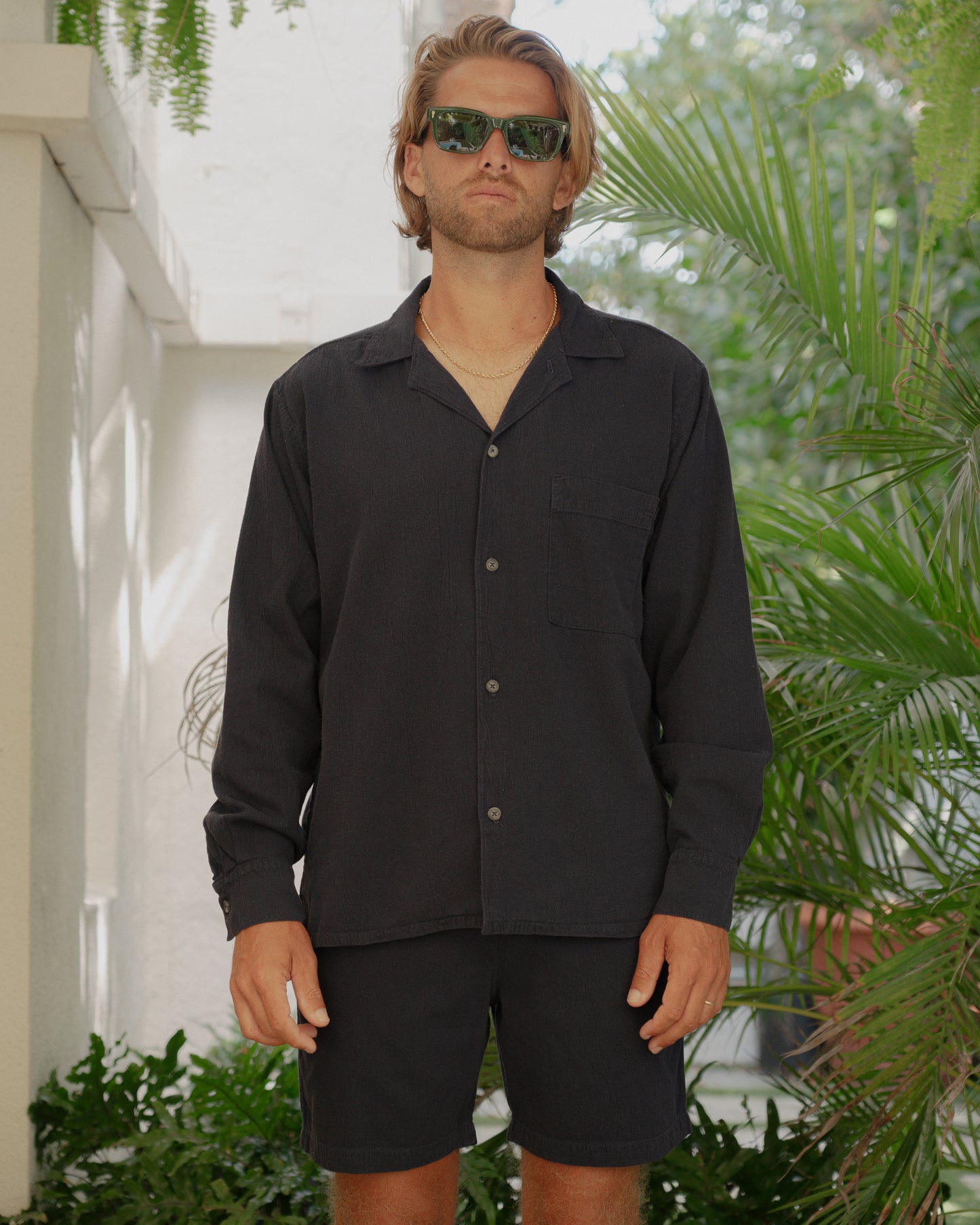 Horizon Crinkle L/S Shirt - Midnight Sail