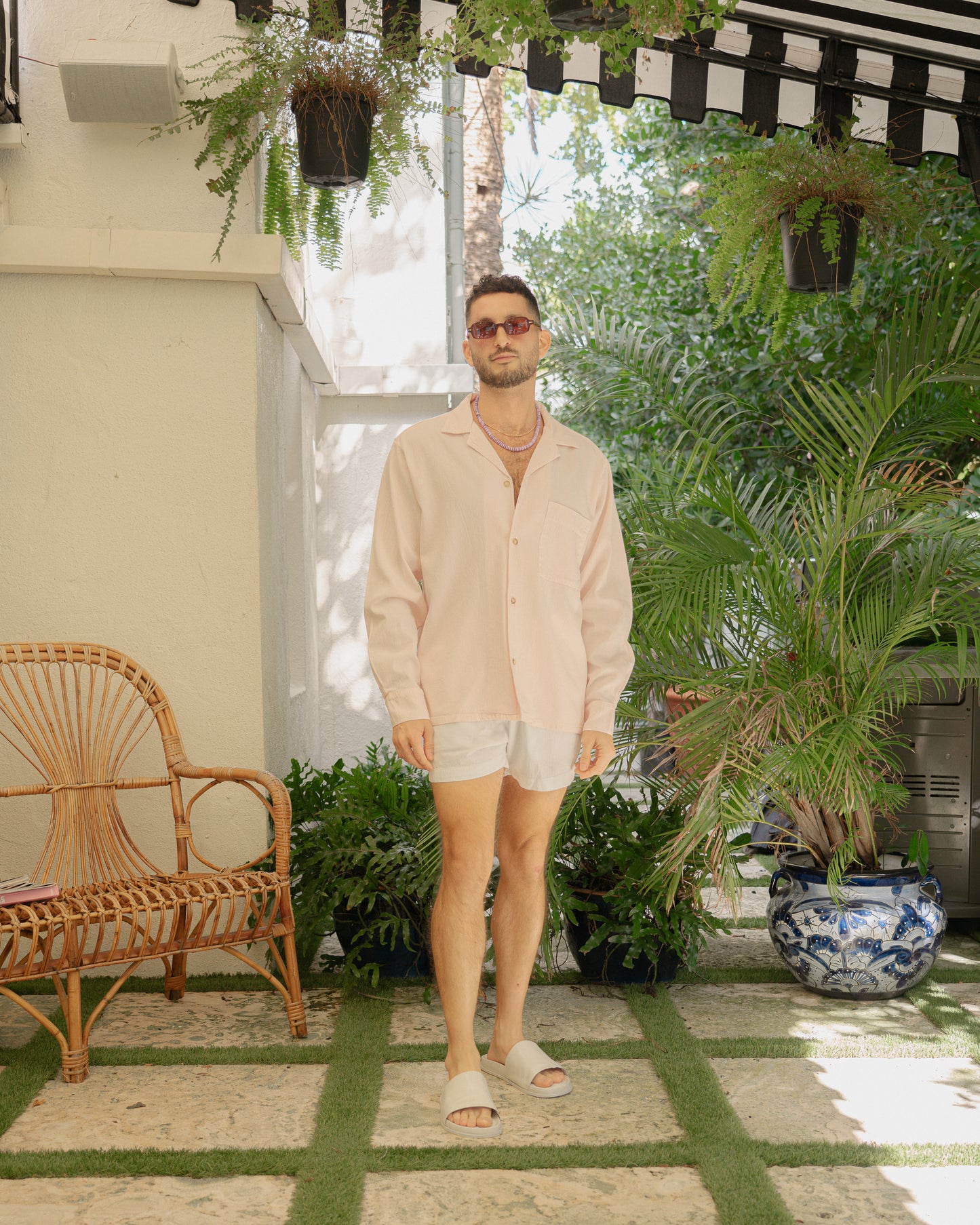 Horizon Crinkle L/S Shirt - Coconut Cream