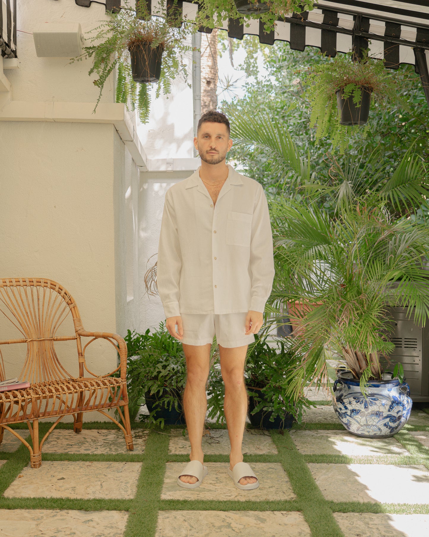 Horizon Crinkle L/S Shirt - Lucent White