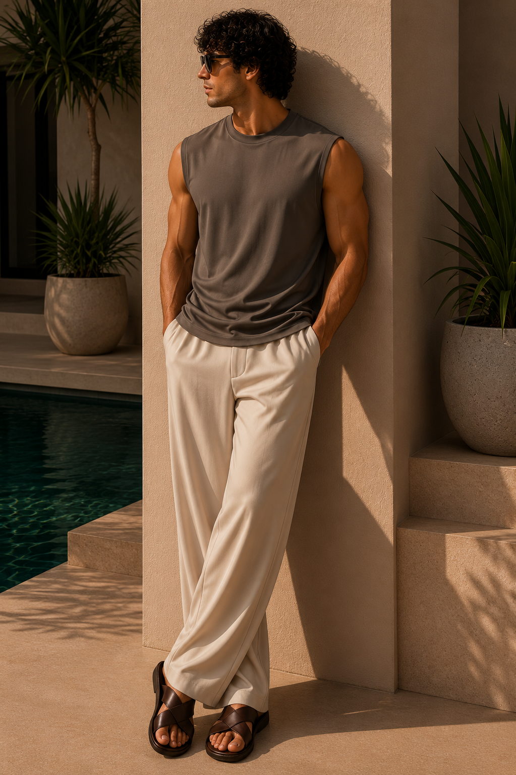 Luxe Ribbed Tank - Velvet Palm