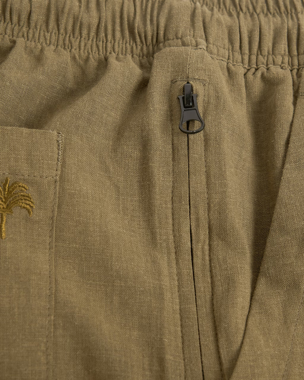 Khaki Cargo Linen Short