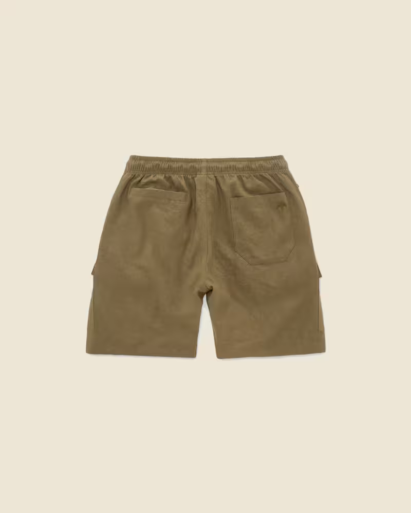 Khaki Cargo Linen Short
