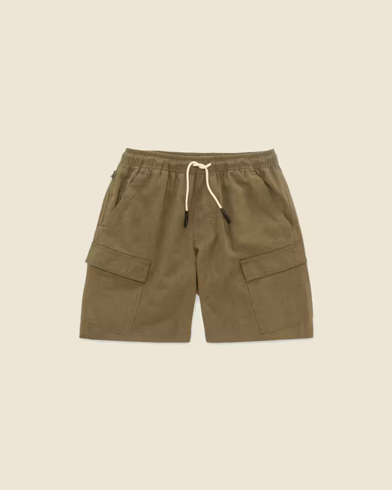 Khaki Cargo Linen Short