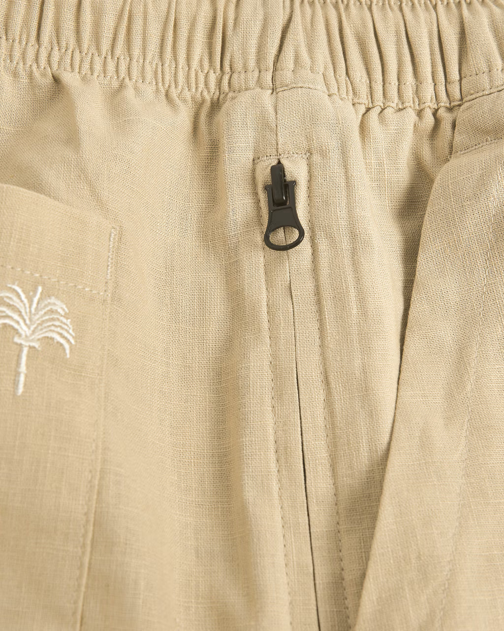 Beige Cargo Linen Short