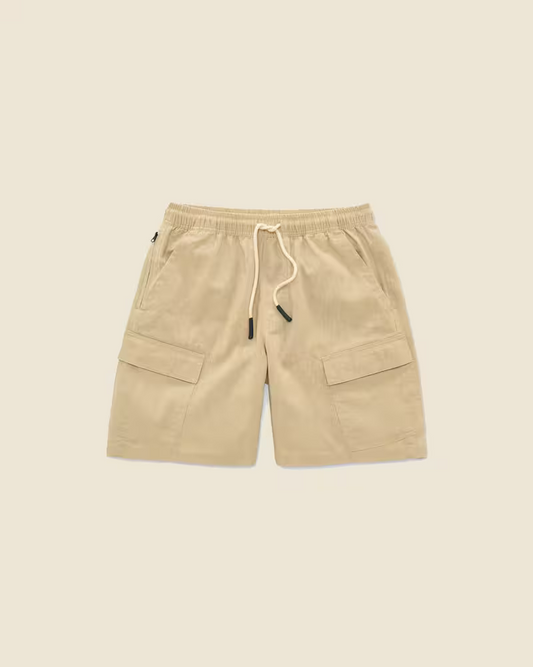 Beige Cargo Linen Short