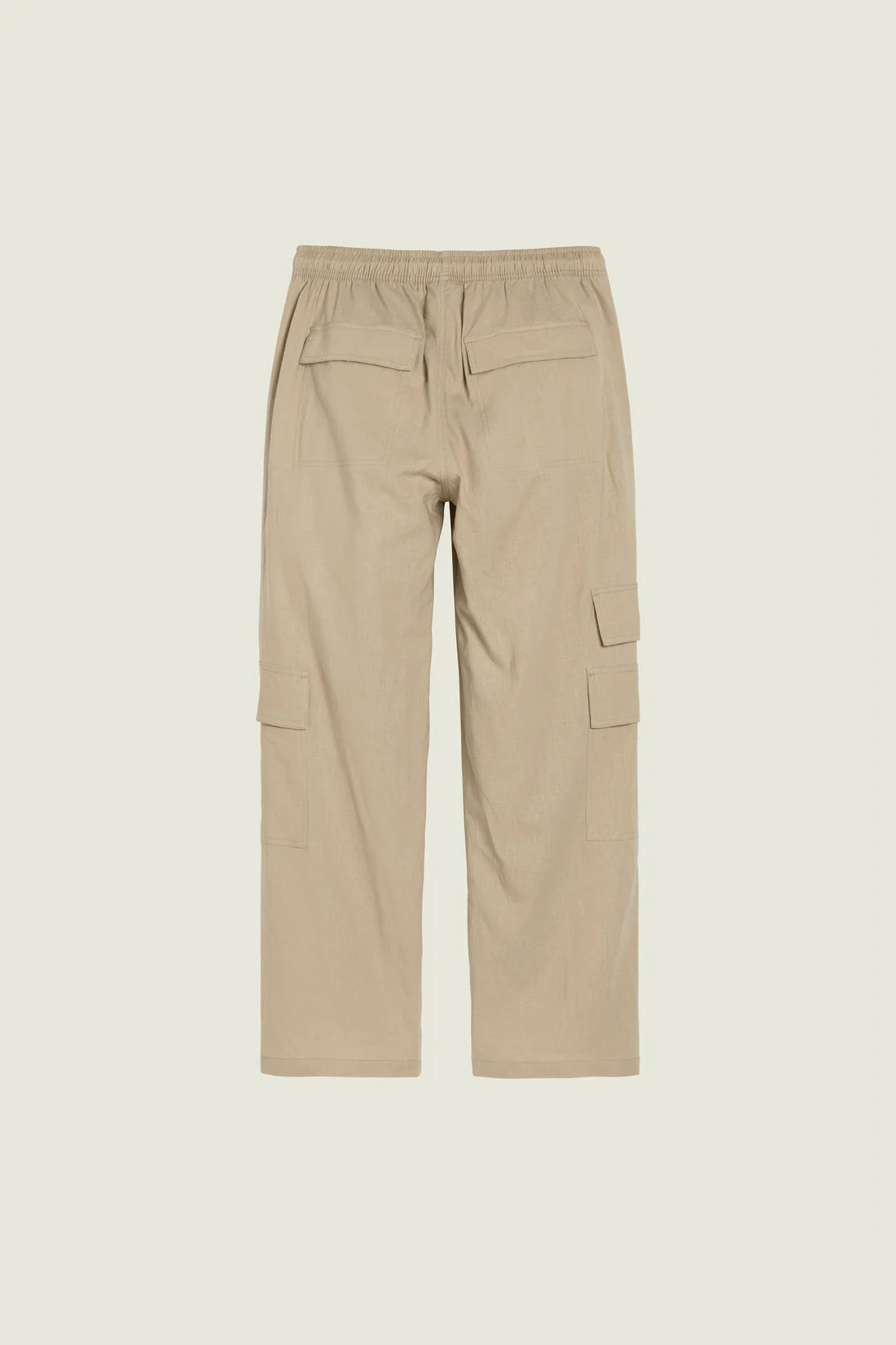 BEIGE CARGO LINEN PANTS