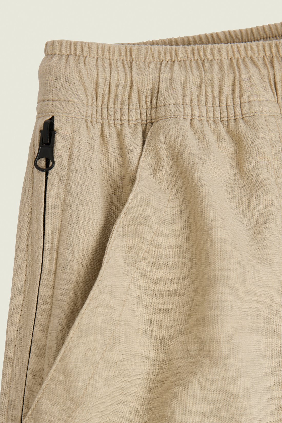 BEIGE CARGO LINEN PANTS