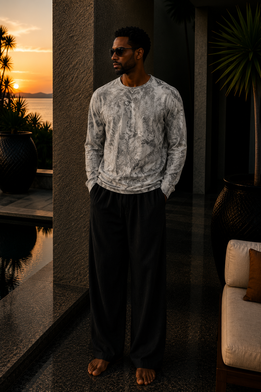 Luxe Supima L/S - Cookies n Cream Marble