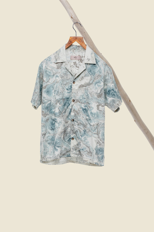Crinkle Shirt - Mangrove Marble