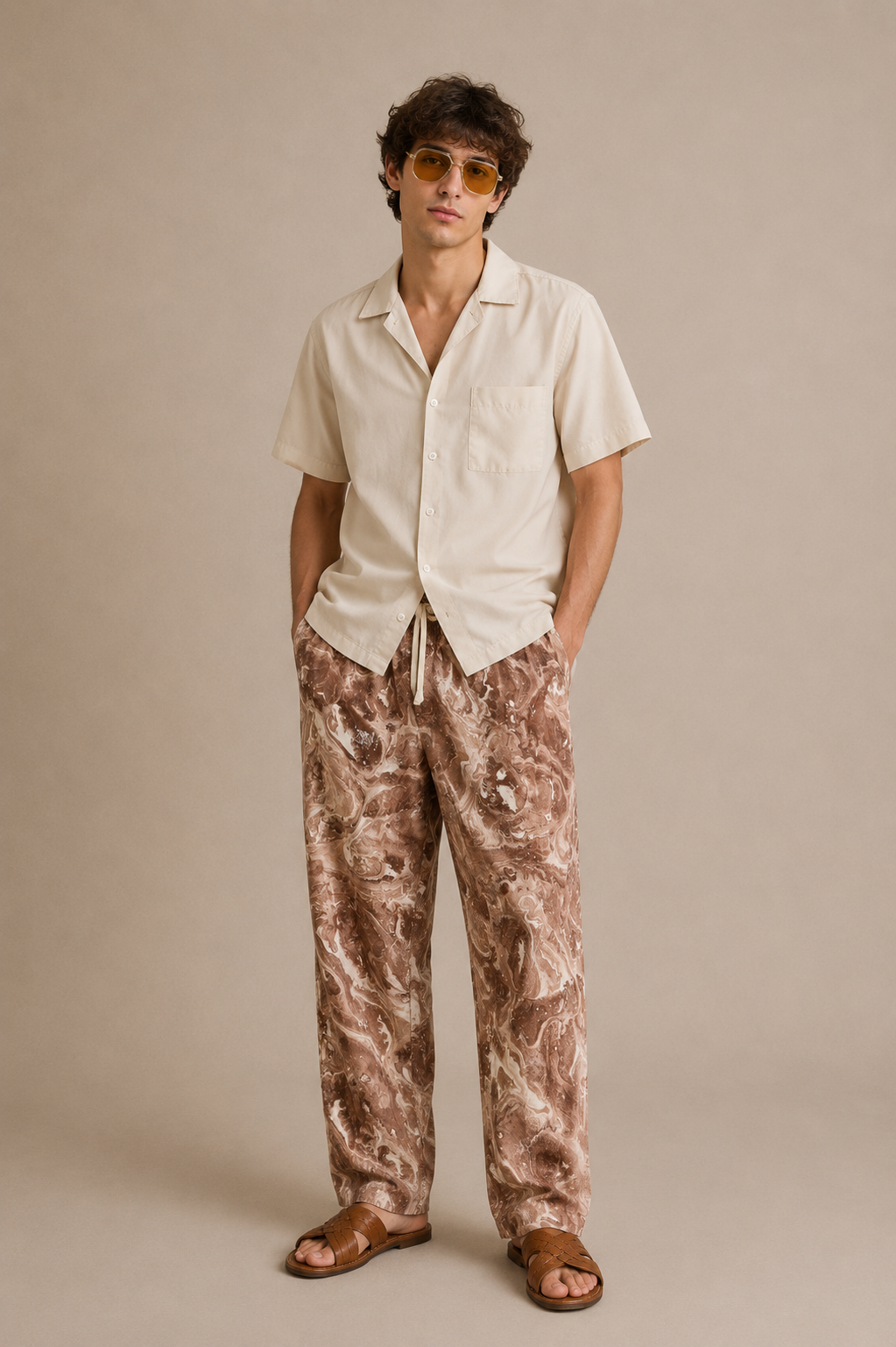Horizon Crinkle Pant - Tortoise Marble
