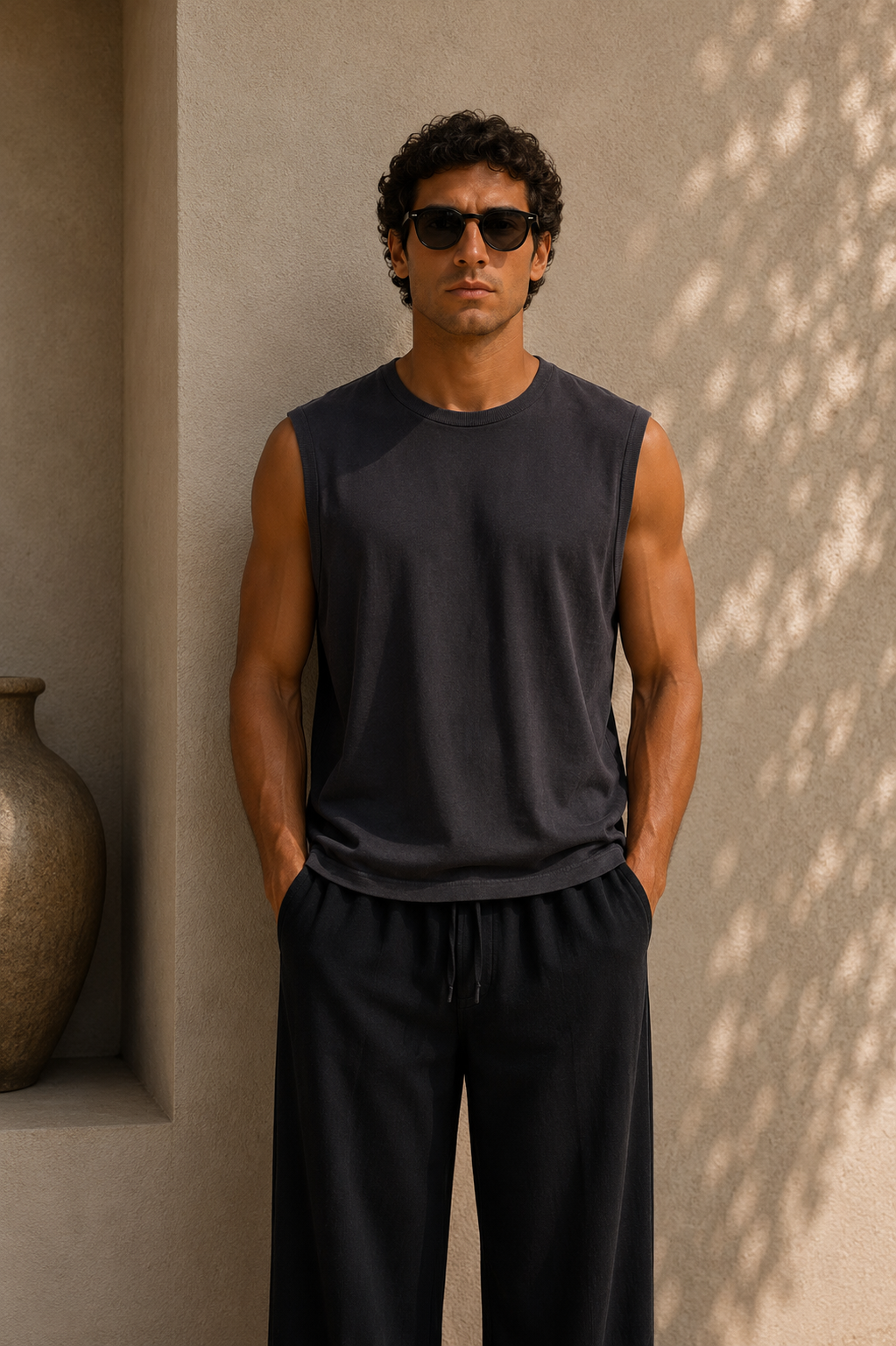 Luxe Ribbed Tank - Black Hole