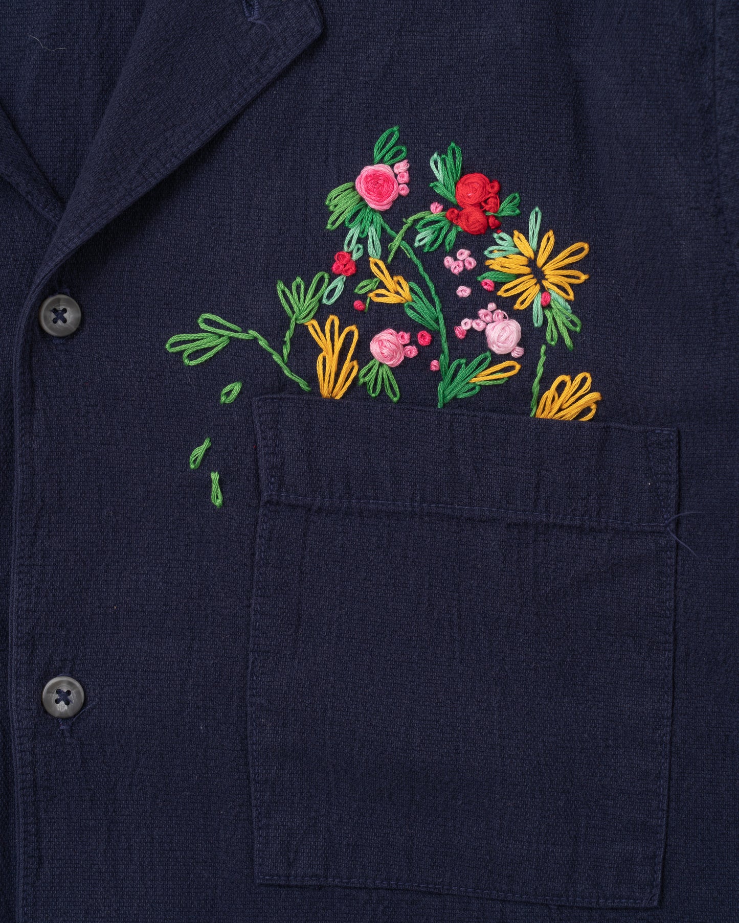 Crinkle S/S - Primary Floral Pocket