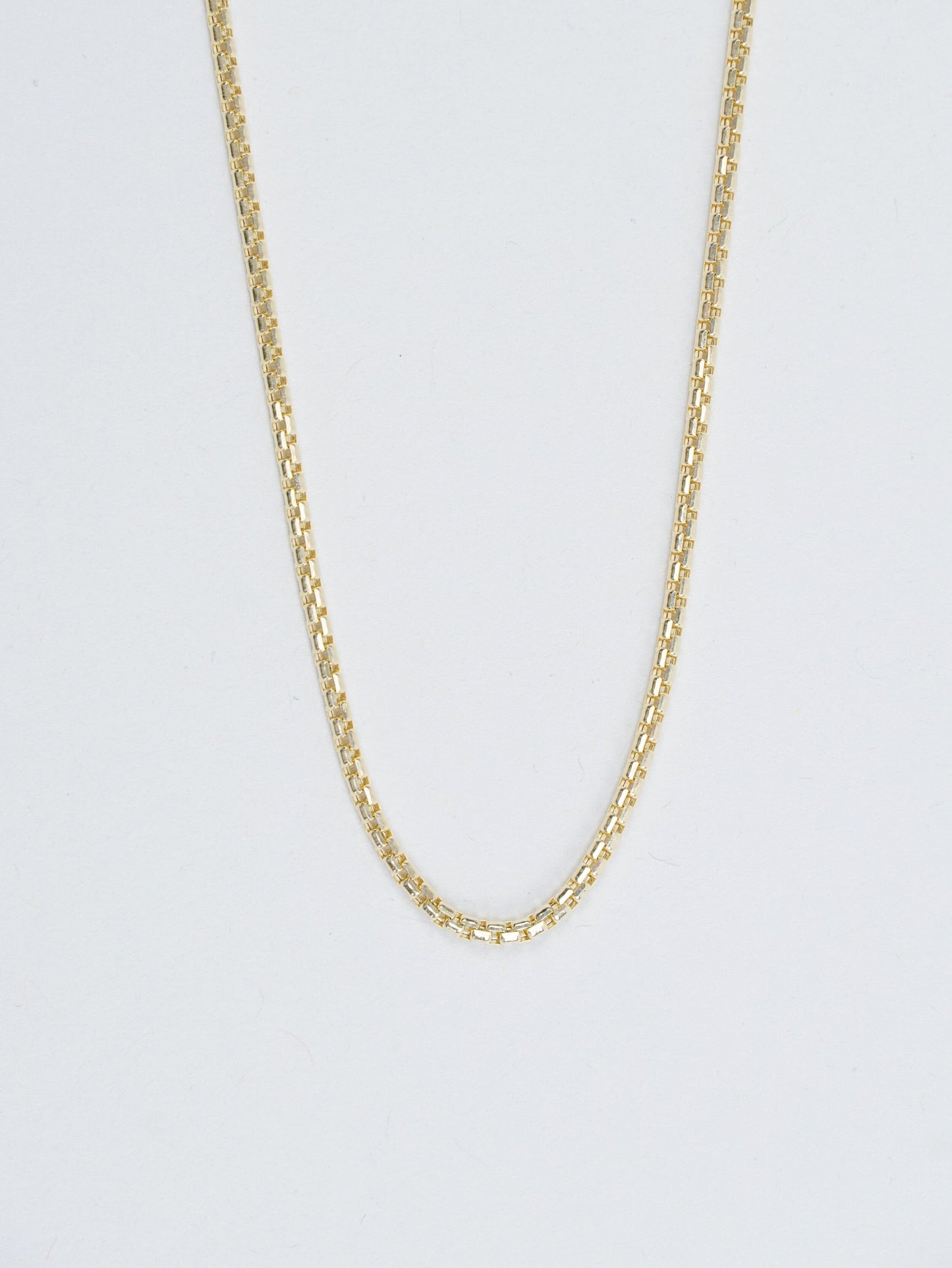 22" Puff Box Necklace - Yellow Gold