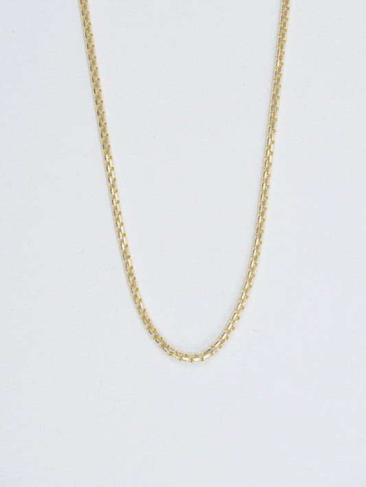22" Puff Box Necklace - Yellow Gold