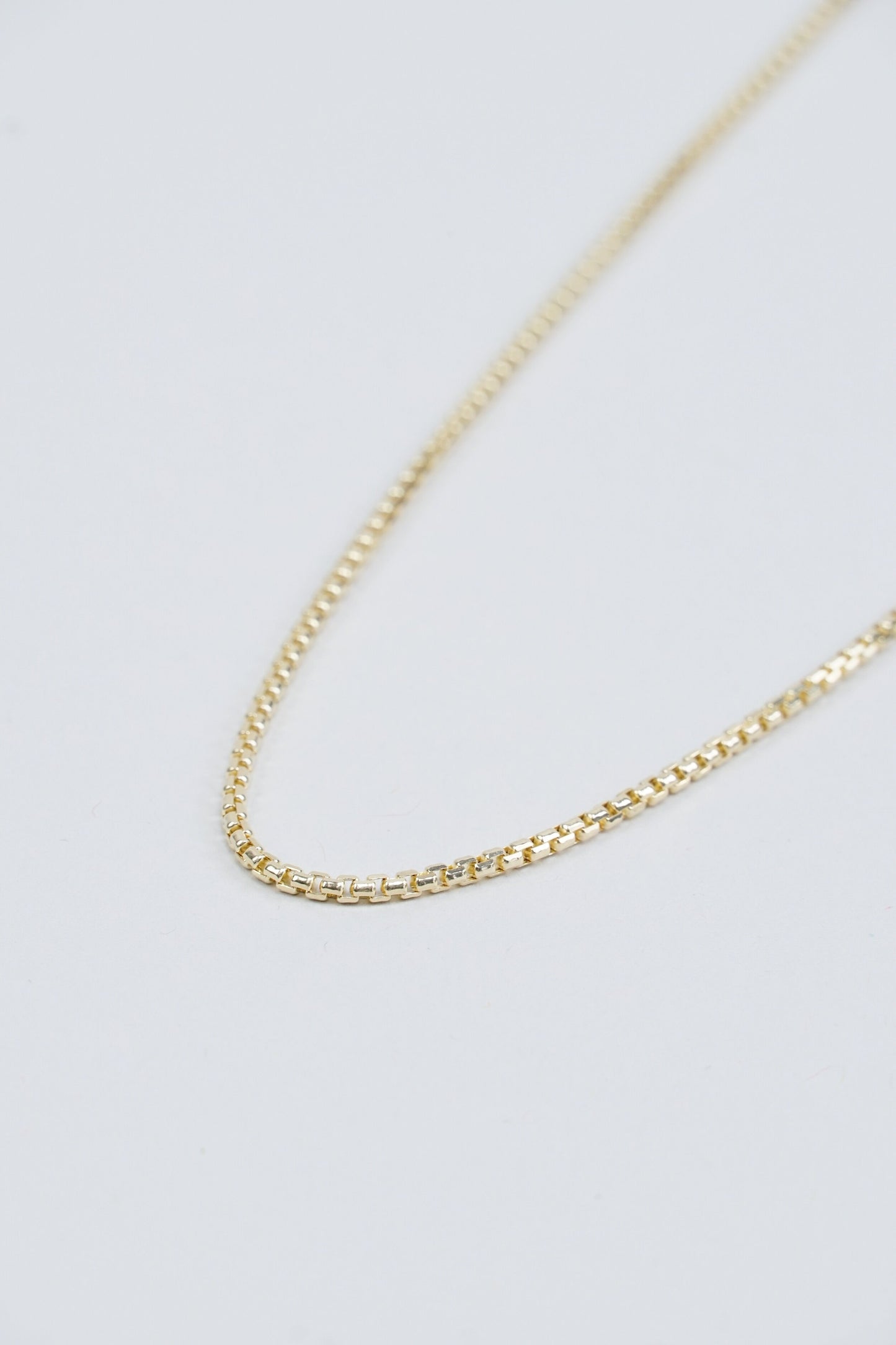 22" Puff Box Necklace - Yellow Gold