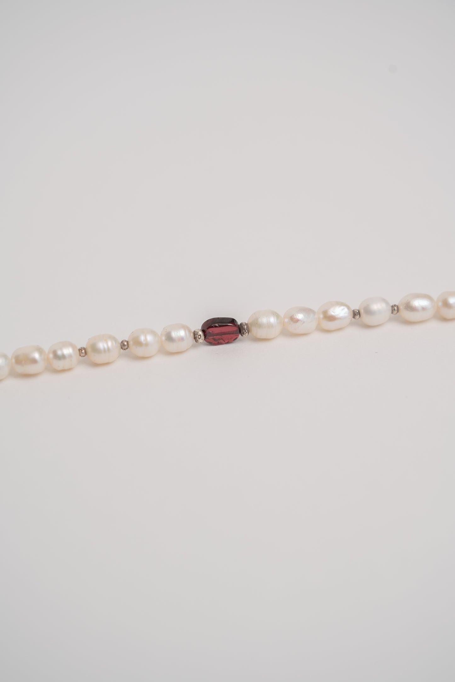 Freshwater Pearl + Garnet Necklace 20"
