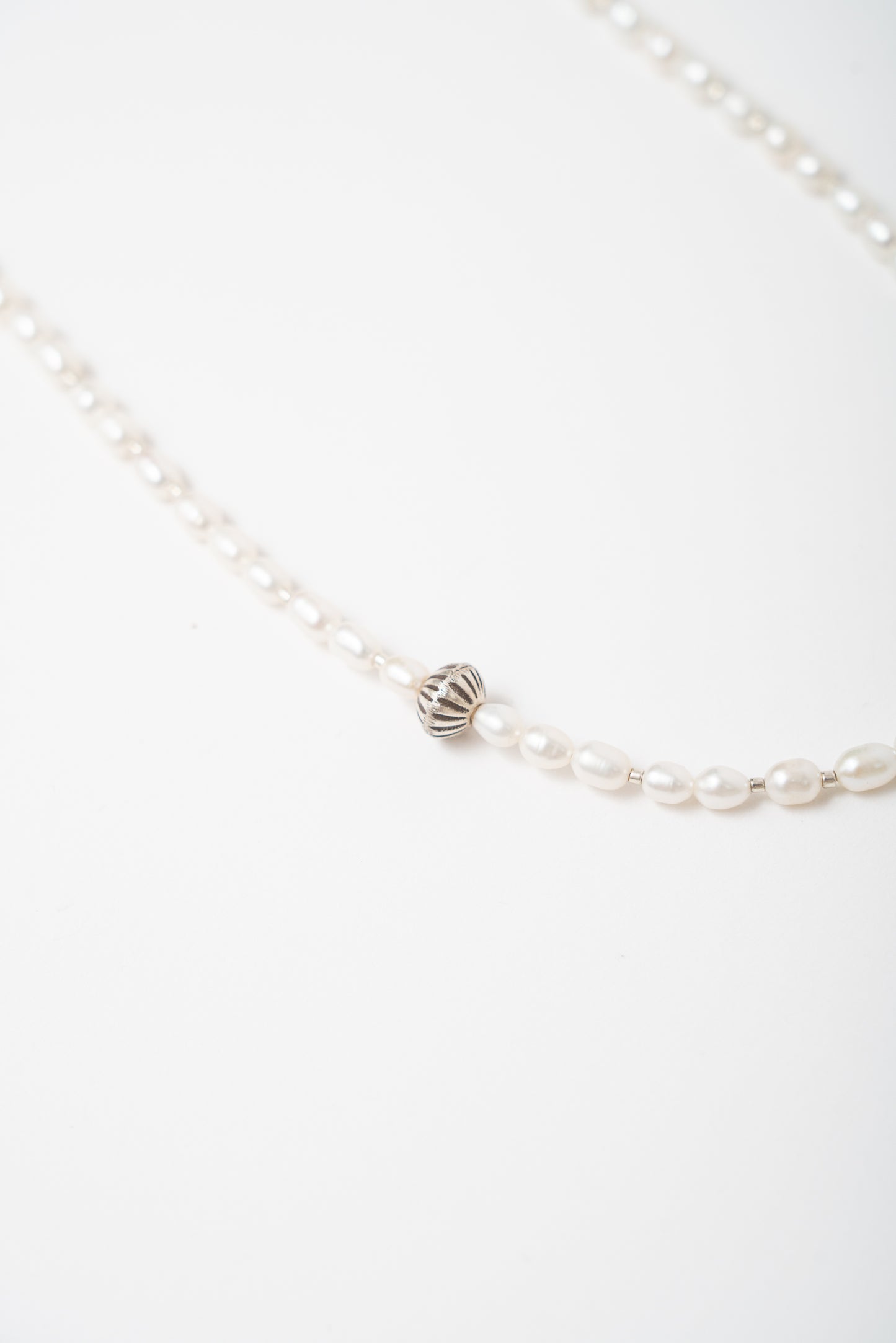 Freshwater Pearl + Silver Necklace 18"