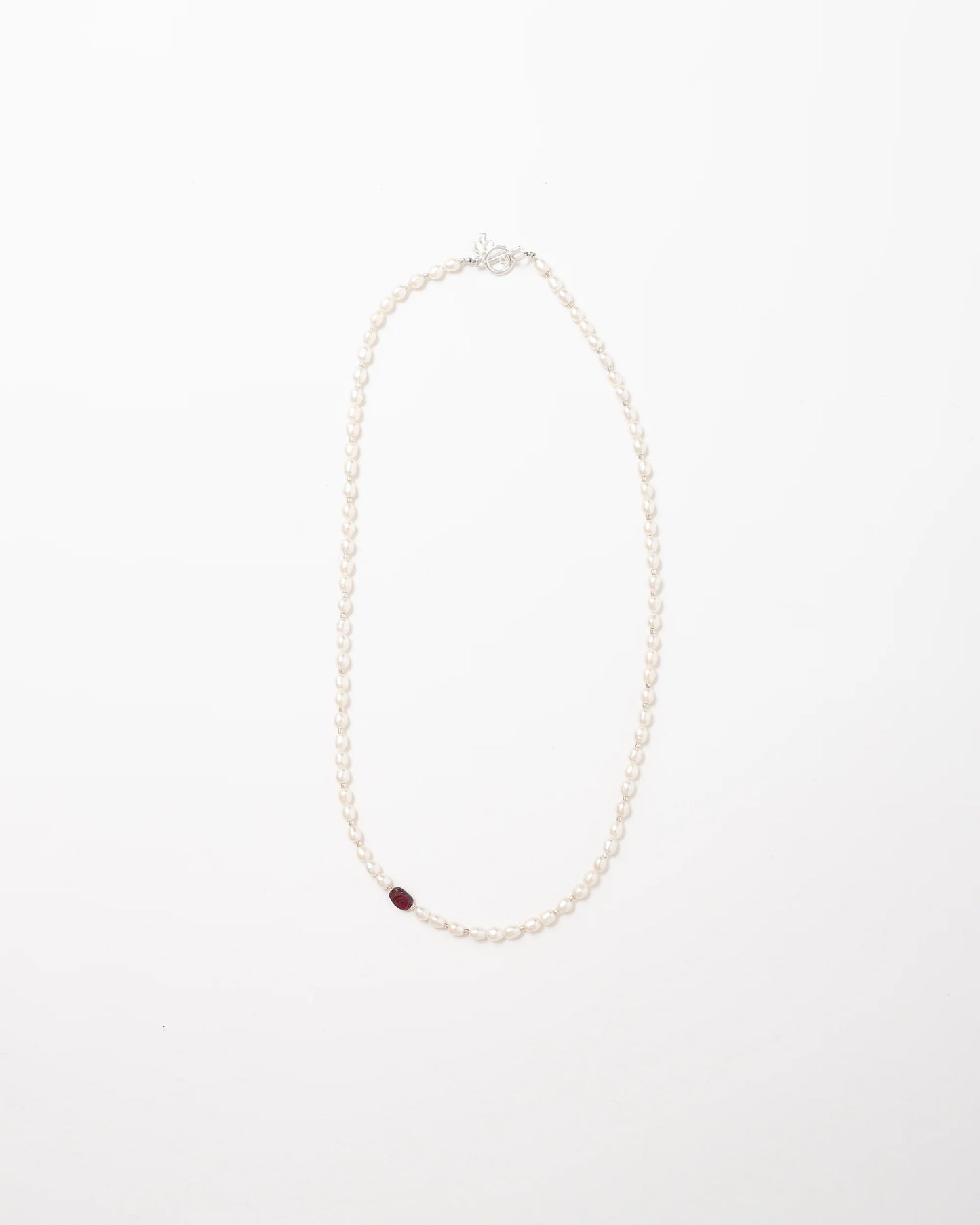 Freshwater Pearl + Garnet Necklace 20"