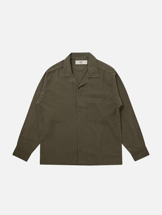 Horizon Crinkle L/S Shirt - Tea Leaf