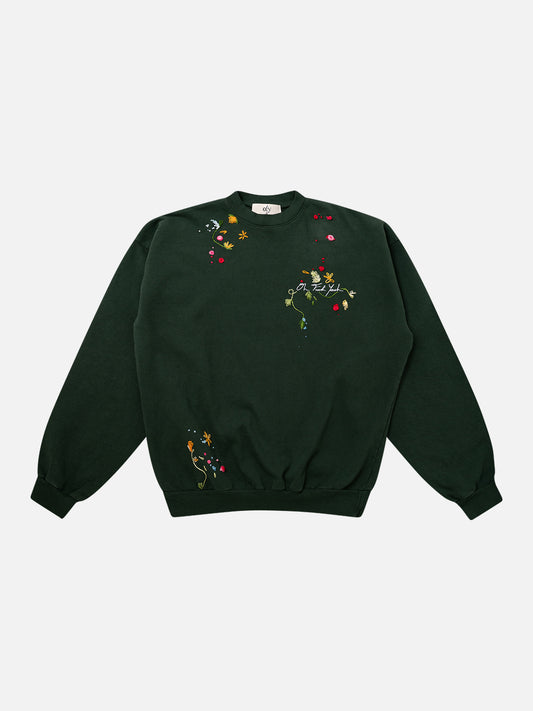Vine Crewneck - Floral Embroidery