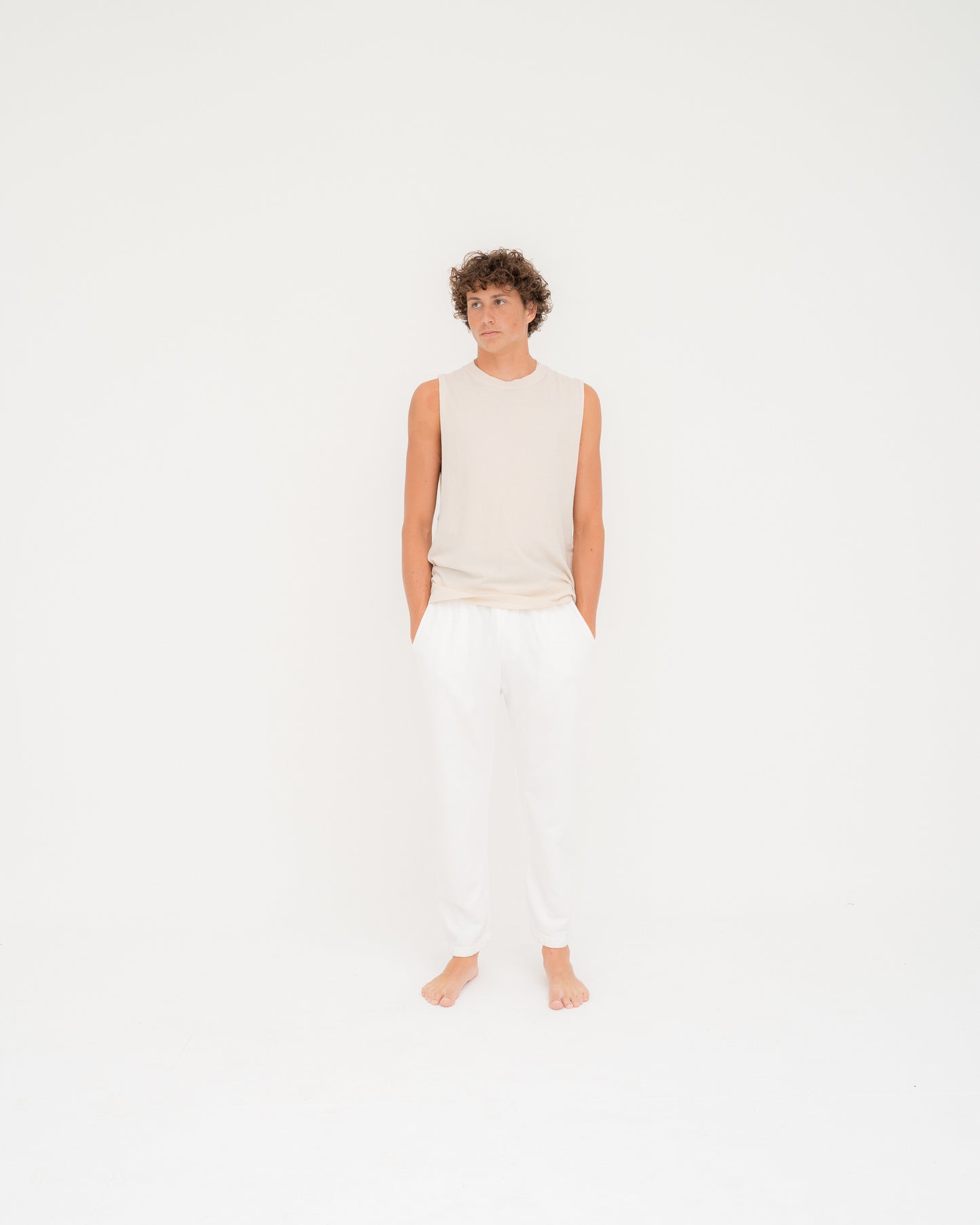 Terry Linen Pant - Lucent White