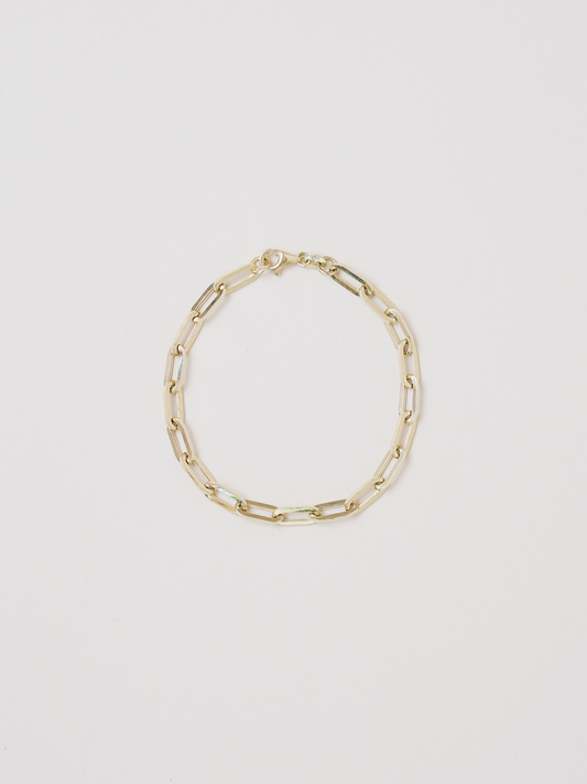 7" Paper Clip Bracelet - Yellow Gold